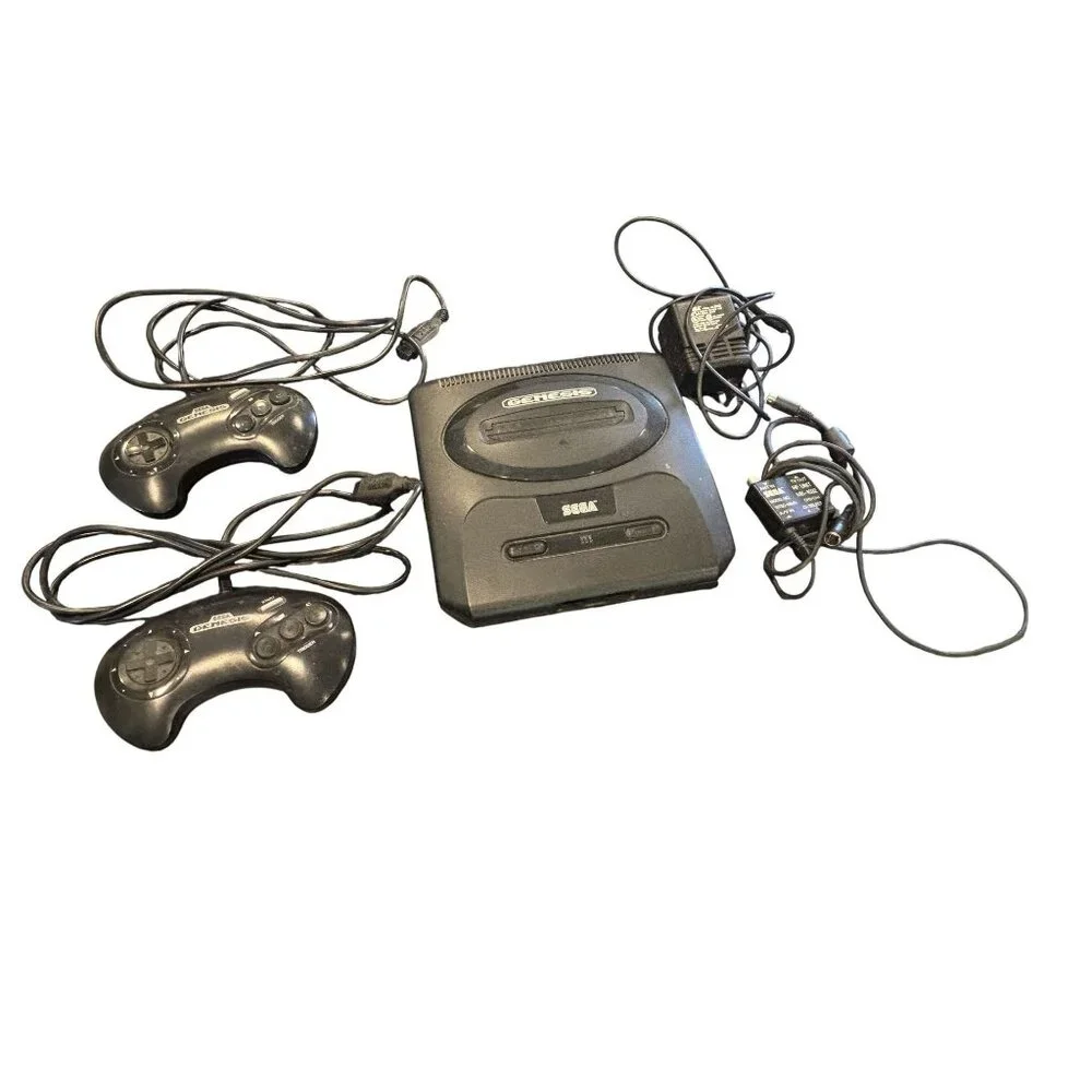 Vintage SEGA Genesis Console MK-1631 2 Remotes and Cords - Not Tested